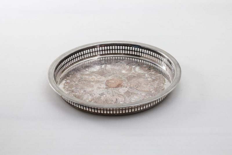 Silver Vintage Tray for rent, tableware rental