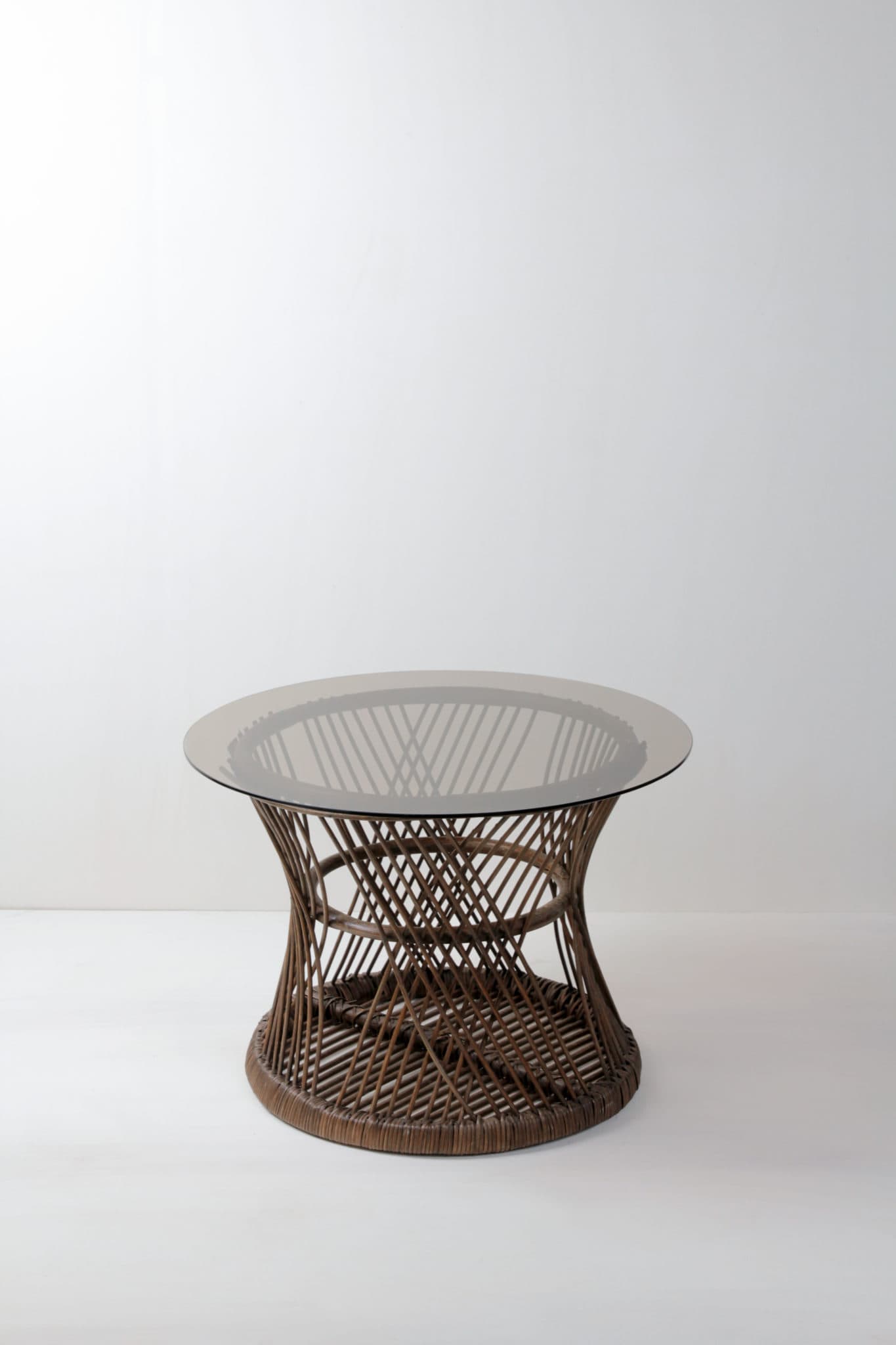 Wicker Side Table Nestor | Nestor is a small vintage wicker side table with a glass top. Whether as a side, lounge, or decorative table - Nestor wicker table decorates in every role. | gotvintage Rental & Event Design