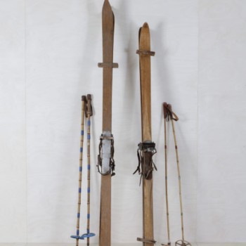 Antique wooden ski, wooden toys, vintage sports equipment for rent