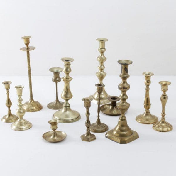 vintage brass candleholders for hire