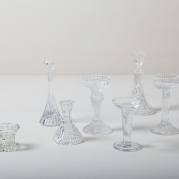 Mismatching candle holders glass, wedding decoration, wedding table