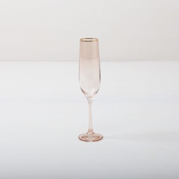 Champagne Flute Acadia Blush Gold Rim 19cl | With the sparkling wine glass Acadia Blush we rent a glass with a gold rim and light pink colored glass. Whether for an elegant dinner party, a festive reception or a romantic wedding - champagne glass Acadia Blush is definitely something special for your event.You can rent additional glasses of the Acadia Blush series with pink colored glass to match the champagne glass. The complete Acadia Blush series includes water cups, white wine glass, red wine glass, champagne glass and champagne bowl. | gotvintage Rental & Event Design