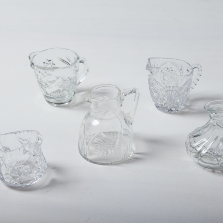 Milk Jug Beatrisa Crystal | These milk and cream jugs made of vintage crystal glass give any festive set table a romantic look. With their delicate ornaments and their beautifully curved, bulbous shape, they complete every cake board. They are also suitable as beautiful, small flower vases.Matching the milk jugs we also offer sugar bowls and numerous vases and dishes made of crystal. | gotvintage Rental & Event Design