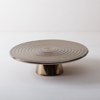 Cake Stand Alba Platinum L | The high-quality food stands Alba are ideal for presenting and serving cakes, cupcakes, tapas and other delicacies on the table or at the modern buffet. They were made of high quality terracotta and covered with shiny lacquer, of course, food safe.This cake stand or fruit tray is available in different sizes and also as the same model Leonor from selected walnut wood. They can be wonderfully combined and varied. | gotvintage Rental & Event Design