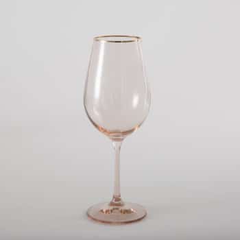 Wine Glass Acadia Blush Gold Rim 45cl | With the red wine glass Acadia Blush we rent a wine glass with a gold rim and light pink colored glass. Whether for an elegant dinner party, a festive reception or a romantic wedding - red wine glass Acadia Blush is definitely something special for your event.You can rent other glasses of the Acadia Blush series with pink colored glass to go with the wine glass. The complete Acadia Blush series includes water cups, white wine glasses, red wine glasses, champagne glasses and champagne glasses. | gotvintage Rental & Event Design