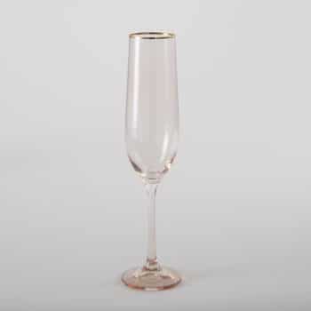 Champagne Flute Acadia Blush Gold Rim 19cl | With the sparkling wine glass Acadia Blush we rent a glass with a gold rim and light pink colored glass. Whether for an elegant dinner party, a festive reception or a romantic wedding - champagne glass Acadia Blush is definitely something special for your event.You can rent additional glasses of the Acadia Blush series with pink colored glass to match the champagne glass. The complete Acadia Blush series includes water cups, white wine glass, red wine glass, champagne glass and champagne bowl. | gotvintage Rental & Event Design